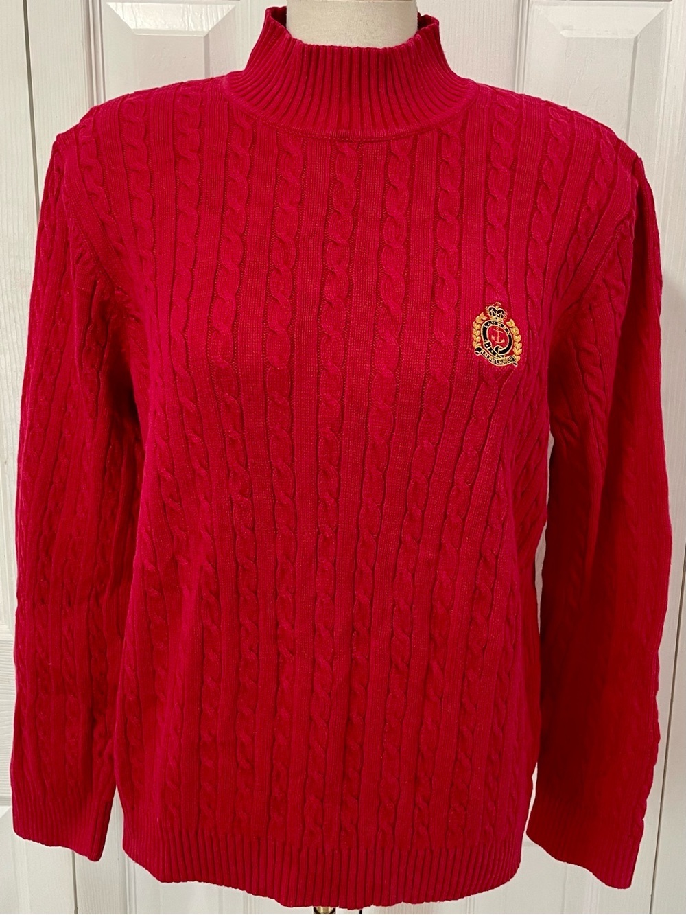 Ralph Lauren Red Cable Knit Turtleneck Sweater